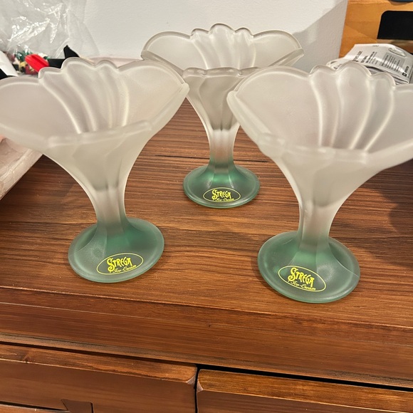 3 Vintage Strega Green Ice Cream Dishes - Picture 4 of 5